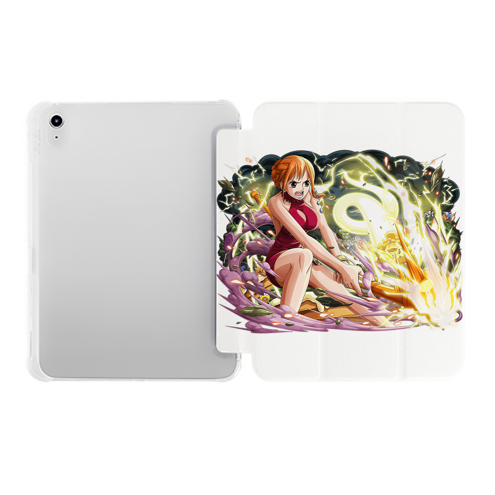 （画像用） ワンピース ナミ ONE PIECE Nami IPad ケース ペン収納付き 三つ折りスタンド PUレザー×シリコン 対応機種9.5/10.5/10.9インチ